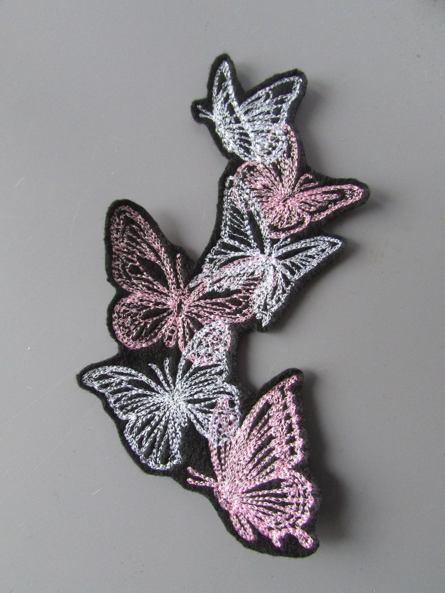 Embroidered Butterfly Cascade Applique