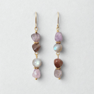 Earrings Auralite Labradorite Bead Stone Gold Stainless Steel Hypoallergenic