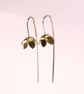 Flower earrings, recycled sterling silver and brass. - Image 3