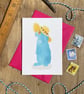 Blue Rabbit Illustrated Blank Greeting Card