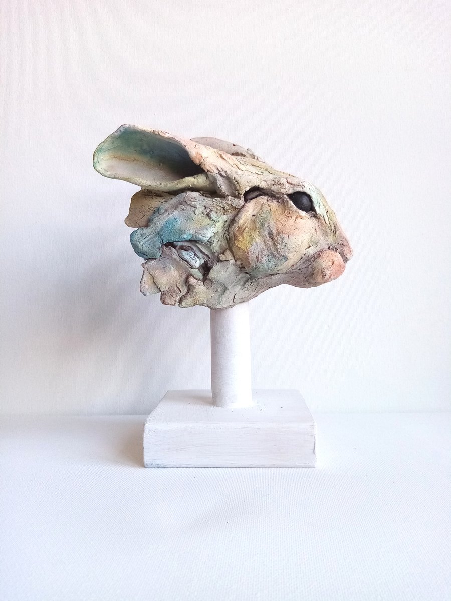 Hare sketch ceramic sculpture 