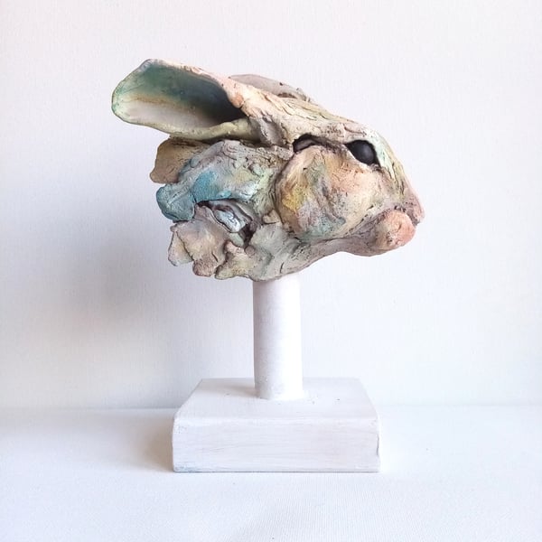 Hare sketch ceramic sculpture 
