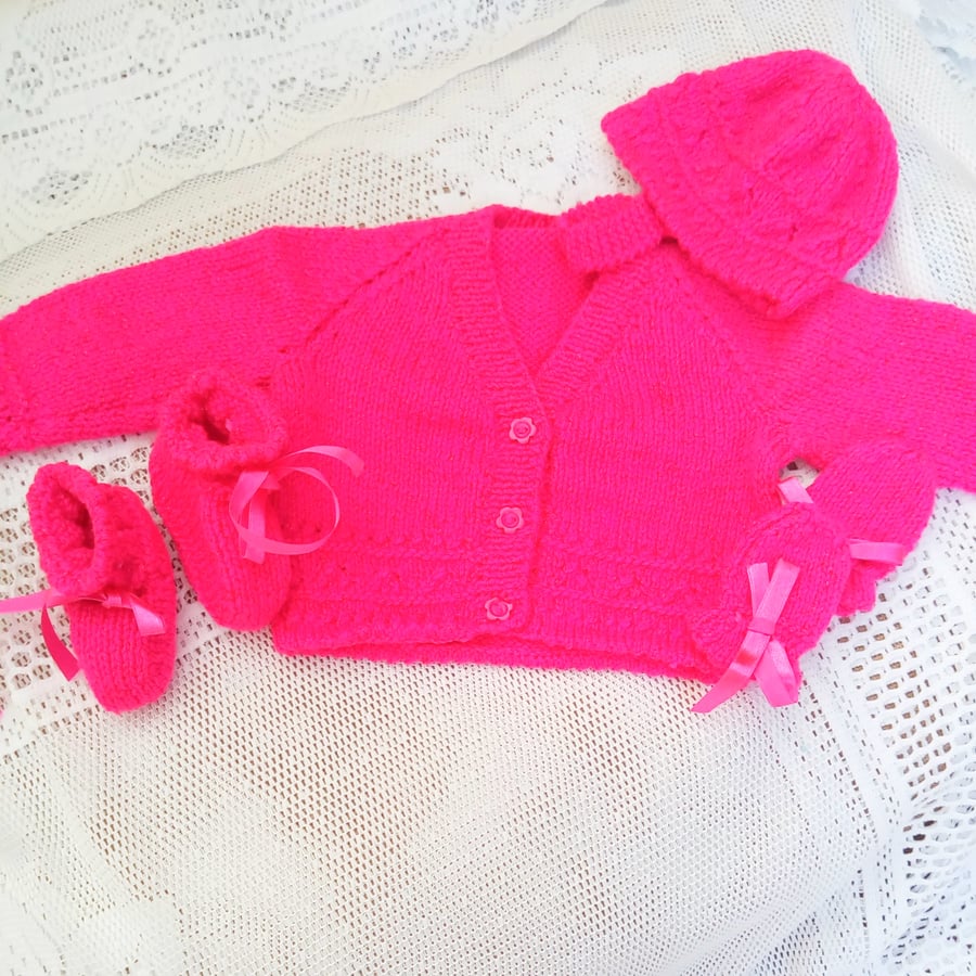 4 Piece Cardigan Set for a Baby Girl, Baby Shower Gift, Prem Sizes Available