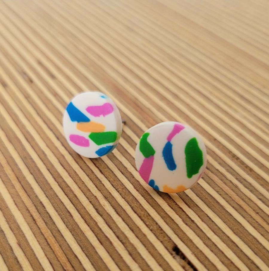 Pop - Circle Stud Polymer Clay Earrings 