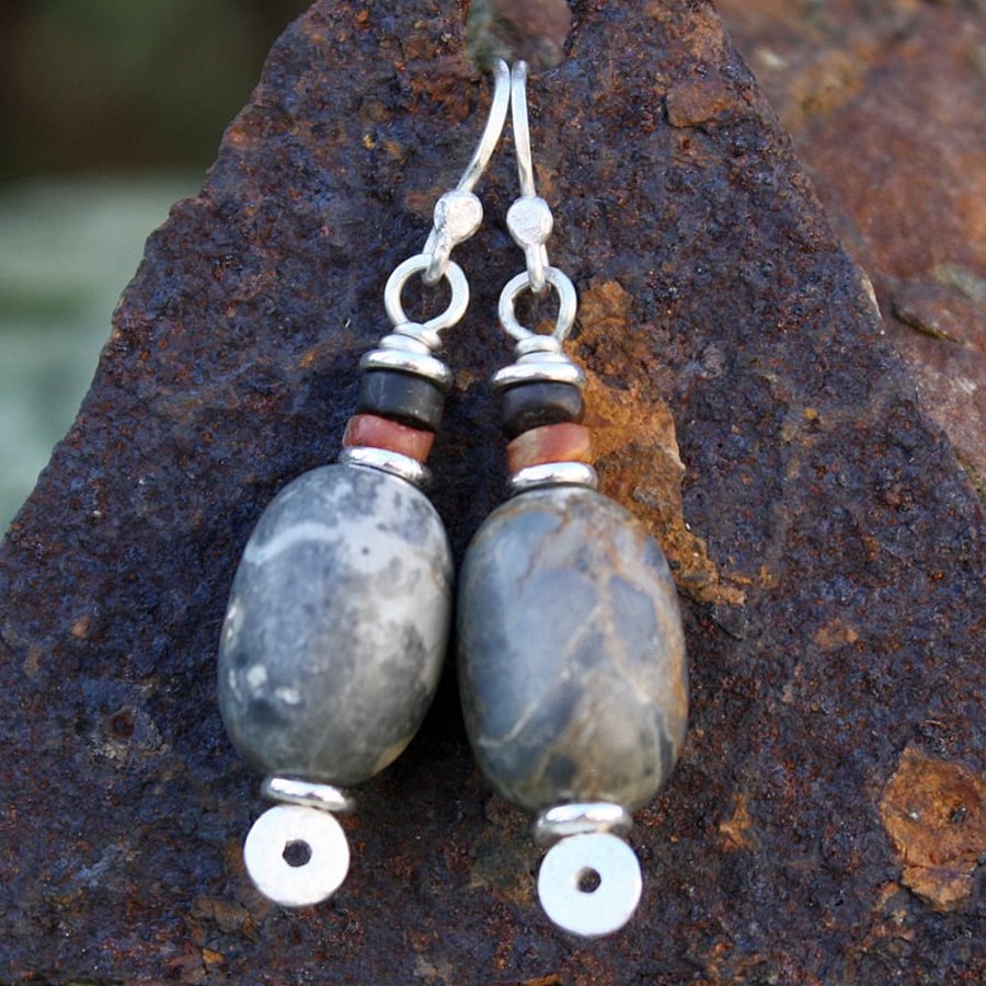 Silver and Stone - dangly earrings Sale