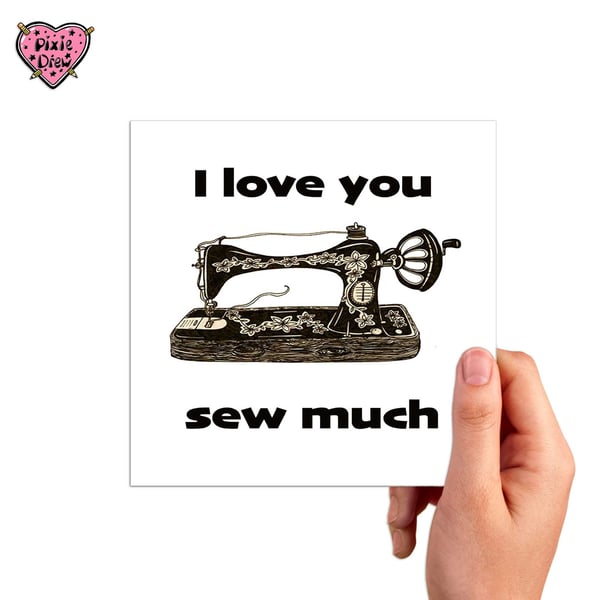 Valentines day card, Sewing pun card