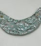 Verdigris Brocade Ceramic Crescent Bib Pendant - Image 1