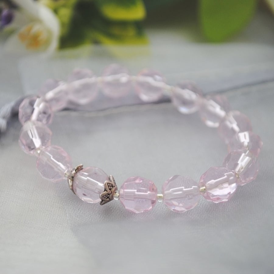 Child-pink and silver stretch bracelet