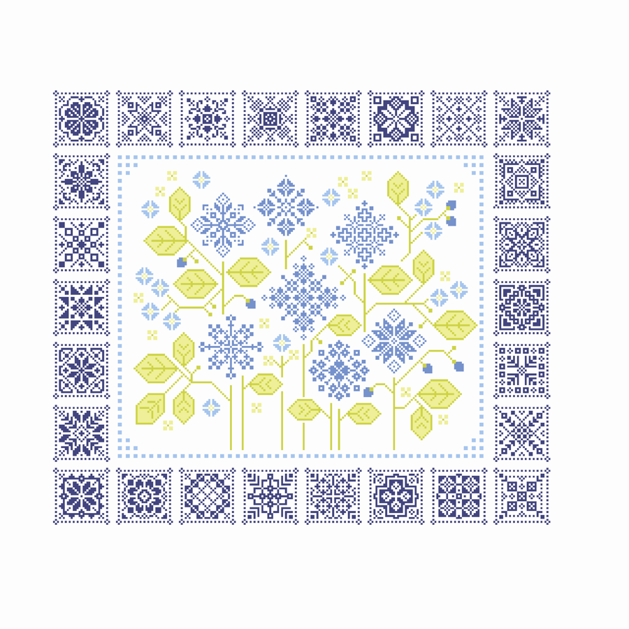 143 Cross Stitch pattern Quaker Sampler Morning Glory Flower Meadow patchwork
