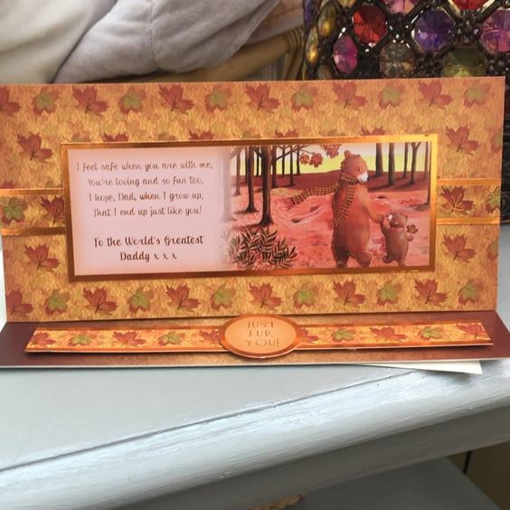 Worlds greatest Daddy Bear and cub Father's day or birthday card