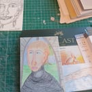 Original drawing outsider expressionist style coloured pencil drawing A6 size