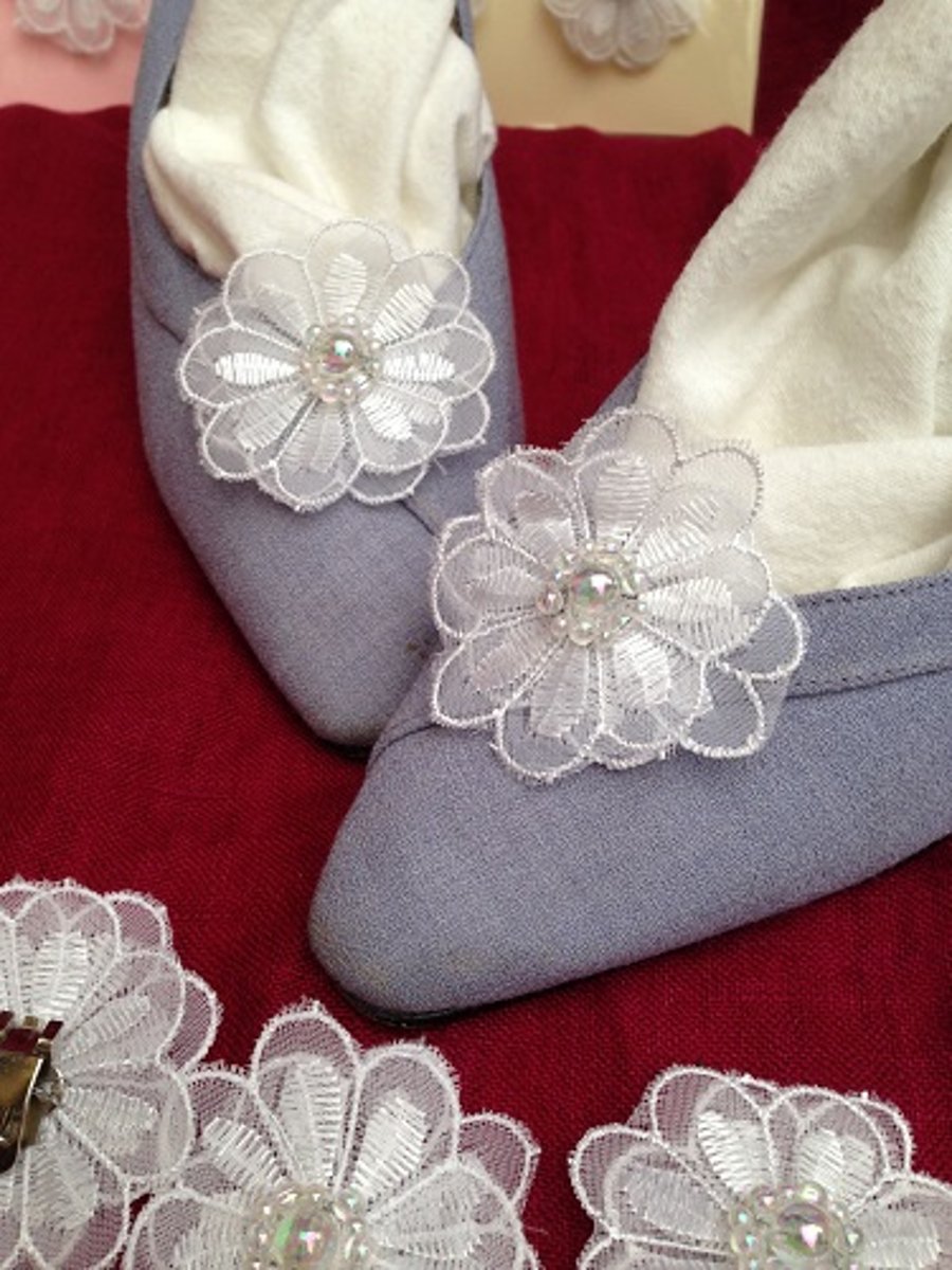 Lace and Beaded Shoe Clips Folksy