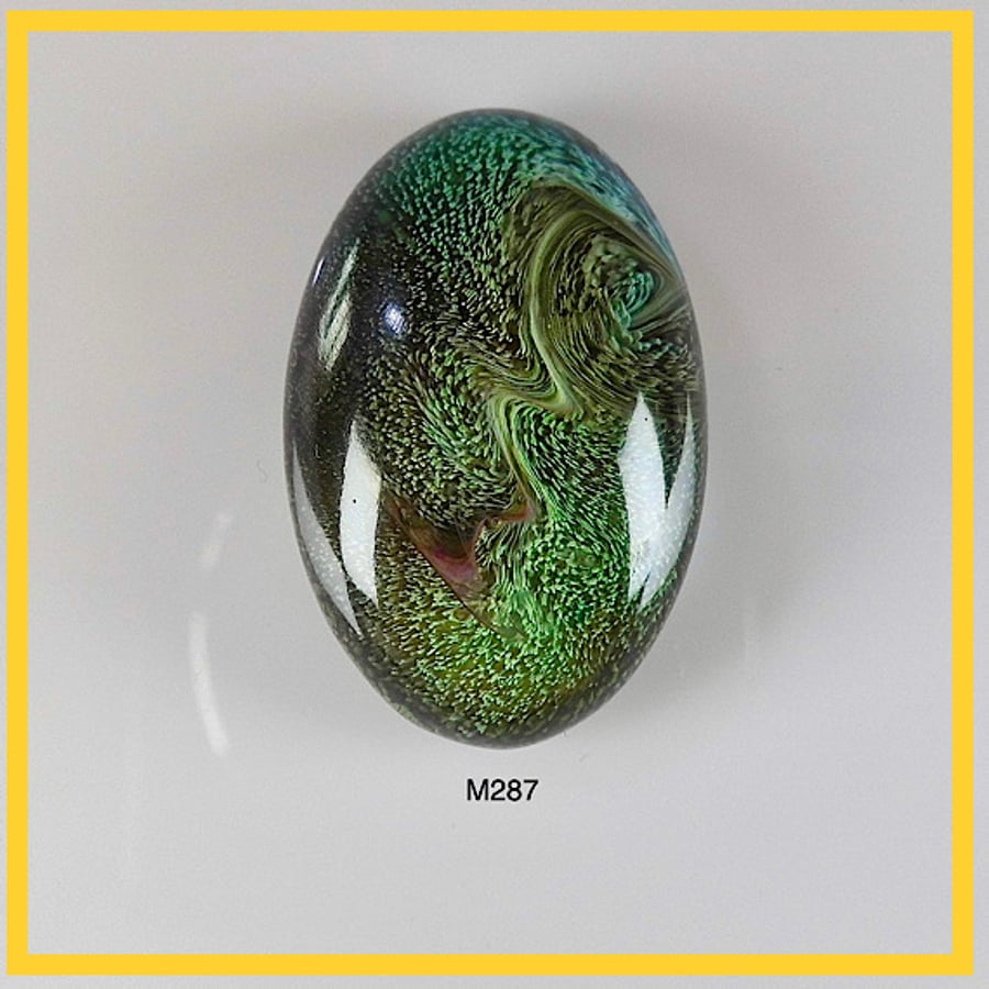 Medium Oval Green Cabochon, hand made, Unique, Resin Craft - M287