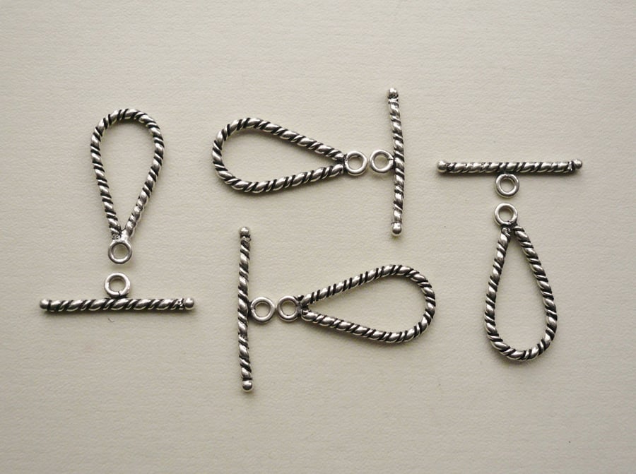 4  Sets Tibetan Silver Toggle Clasps