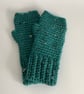 FINGERLESS MITTS , gloves .' Valley Tweed '. Merino Wool blend. Sea green. - Image 5