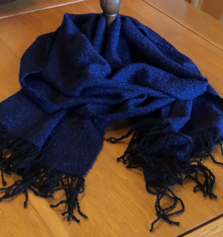 Handwoven Blue and Black Pashmina scarf