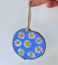Real Pressed Daisies Hand Painted Wood Slice Hanging Decoration - Image 5