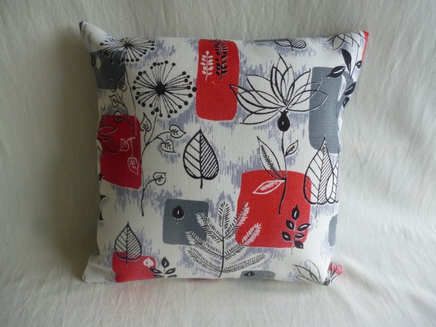 Grey and red mid-century cushion cover