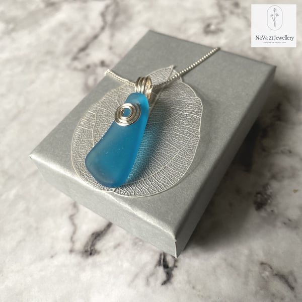 SOLD—Turquoise Seaglass pendant  REF: TSG 150122