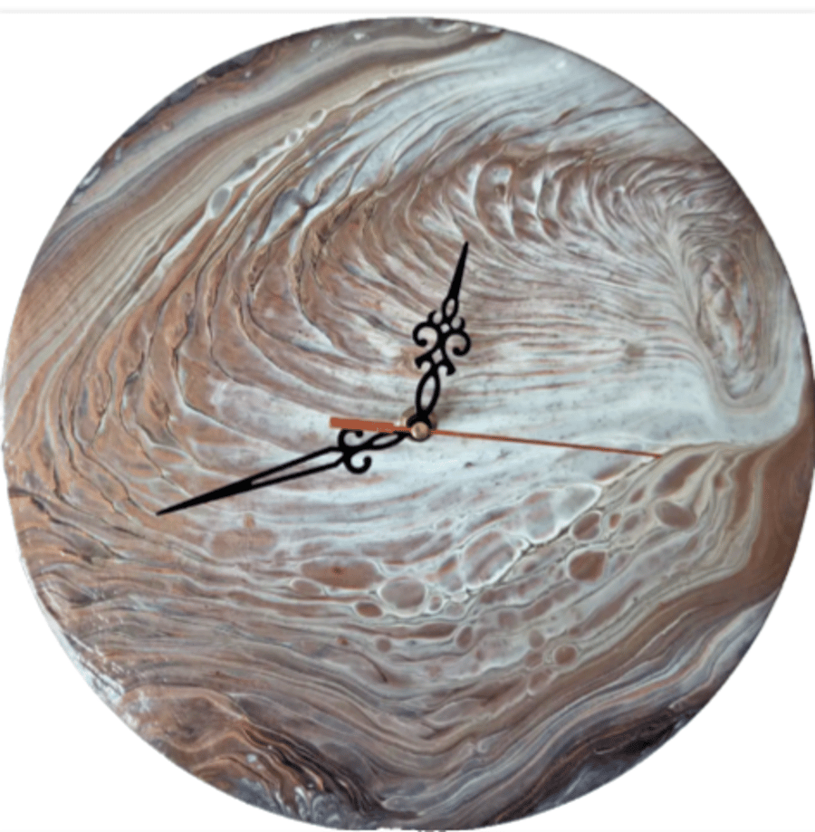 "Copper Radiance" Hand-Painted Fluid Art Wall Clock, Silent Home Decor