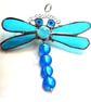 Dragonfly Suncatcher Stained Glass Turquoise Bead-Tailed 054 - Image 3