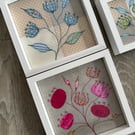 Framed Textile Art. Seed Pods. Machine Embroidered Appliqués. Home Decor