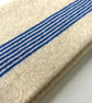 Soft caramel Infinity Scarf with Electric Blue ticking stripe - Image 2