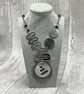 Upcycled Necklace, Recycle Materials Aluminium Disc Feature, Grey Amethyst Beads