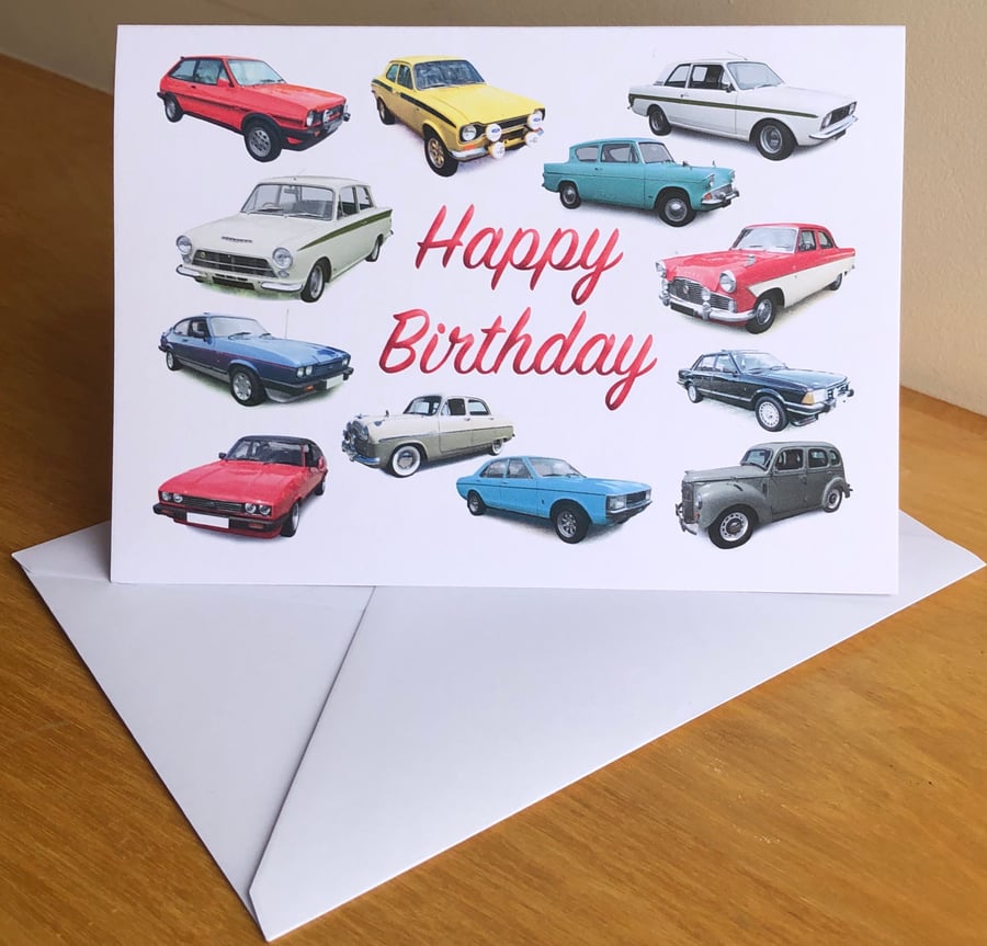 Ford Classic Cars - Birthday, Anniversary, Greeting or Plain card
