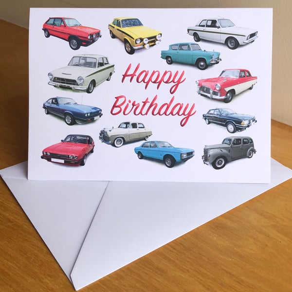 Ford Classic Cars - Birthday, Anniversary, Greeting or Plain card