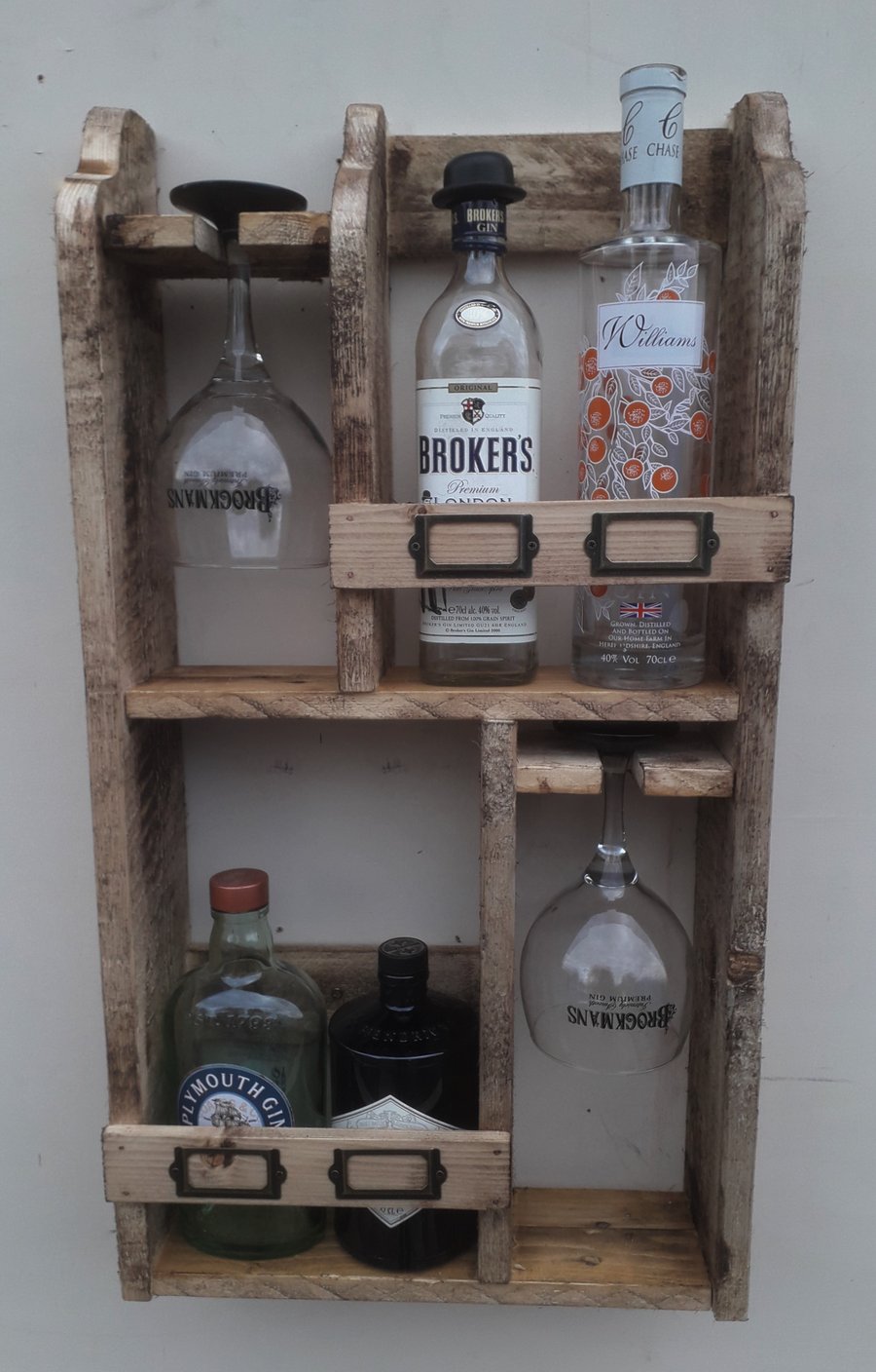 Gin rack, 4 bottles & 2 goblet glasses stor... - Folksy