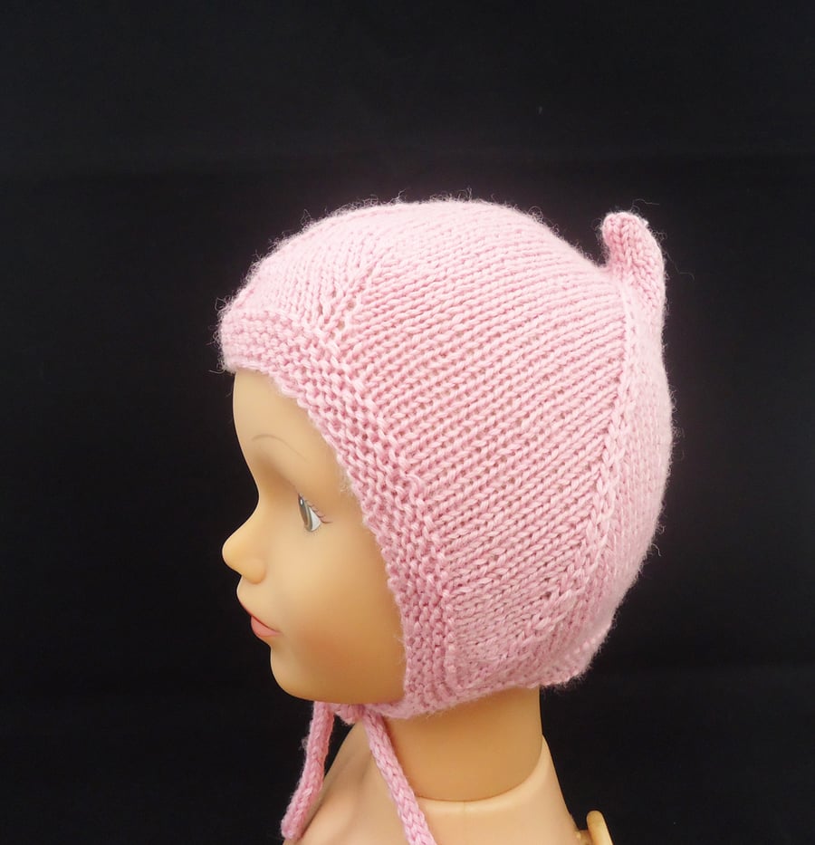 Hand knitted Baby Pixie Bonnet, Baby Pixie Hat, Baby Elf Bonnet, Toddler Hat