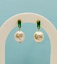 Moon Freshwater Pearl with Green Zircon Gold Plated Earrings