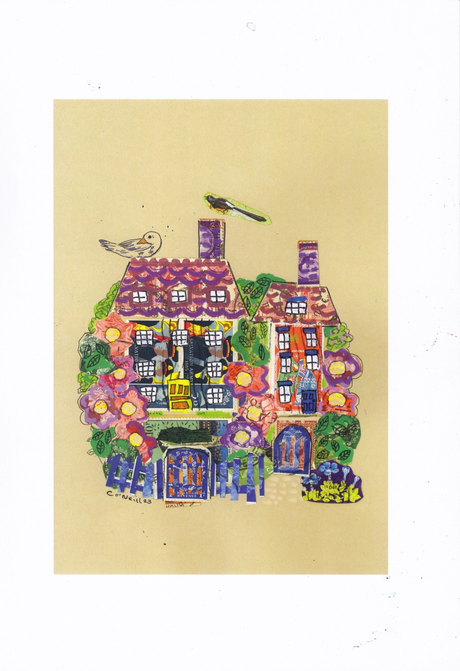 Little and Large -  A4 print of a collage made from postage Stamps