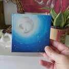 Night Sky Original Artwork - Full Moon & Stars - Canvas - Small 