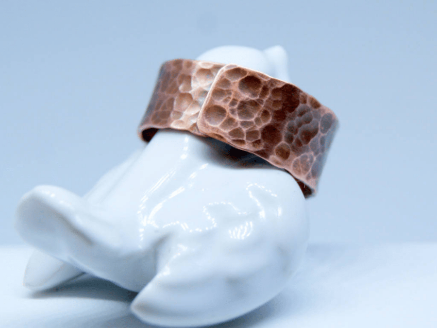 Hammered copper men's ring, Adjustable men's ring