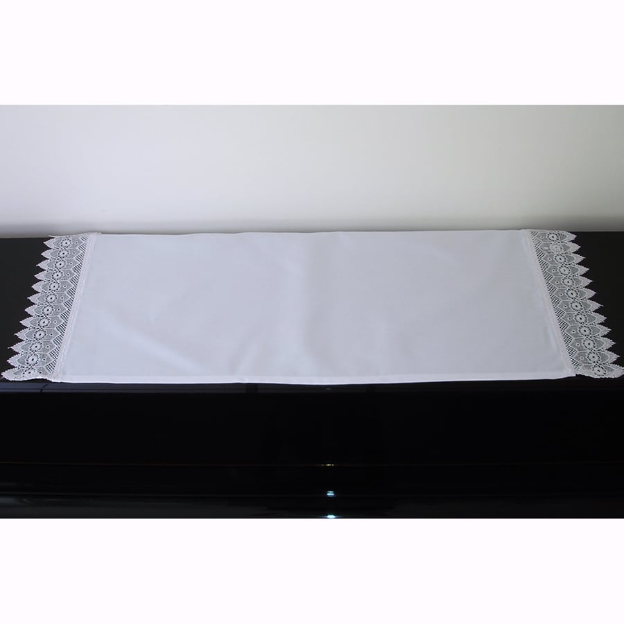 Home Altar Cloth Tablecloth SMALL Church Runner White Lace Tray Cloth 36" x 14"