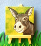 Donkey Original Painting with Mini Easel Charity Donation - Image 1