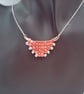Hand Sewn Metallic Pink and Silver Beaded Pyramid Necklace, Gift for Her - Image 9