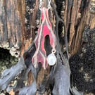 Copper and silver Seaweed and Freshwater Pearl Earrings