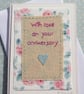 Hand stitched anniversary card, pretty, detailed work, a card to keep - Image 2