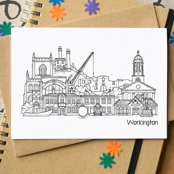 Workington Cumbria Skyline Greetings Card