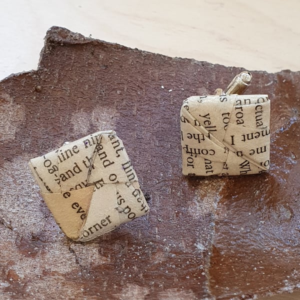 Book Page Cufflinks, Upcycled Book Page, choose book title,Literary Wedding 