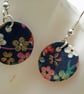 Hardened Chinese Blue Floral Disc Earrings - Image 1