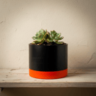 Large 15 cm Black and Orange Plant Pot, Made to Order