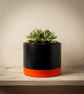 Large 15 cm Black and Orange Plant Pot, Made to Order