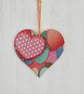 Decoupaged Wooden Hanging Heart 15cm (6"): Patchwork Hearts design - Image 3