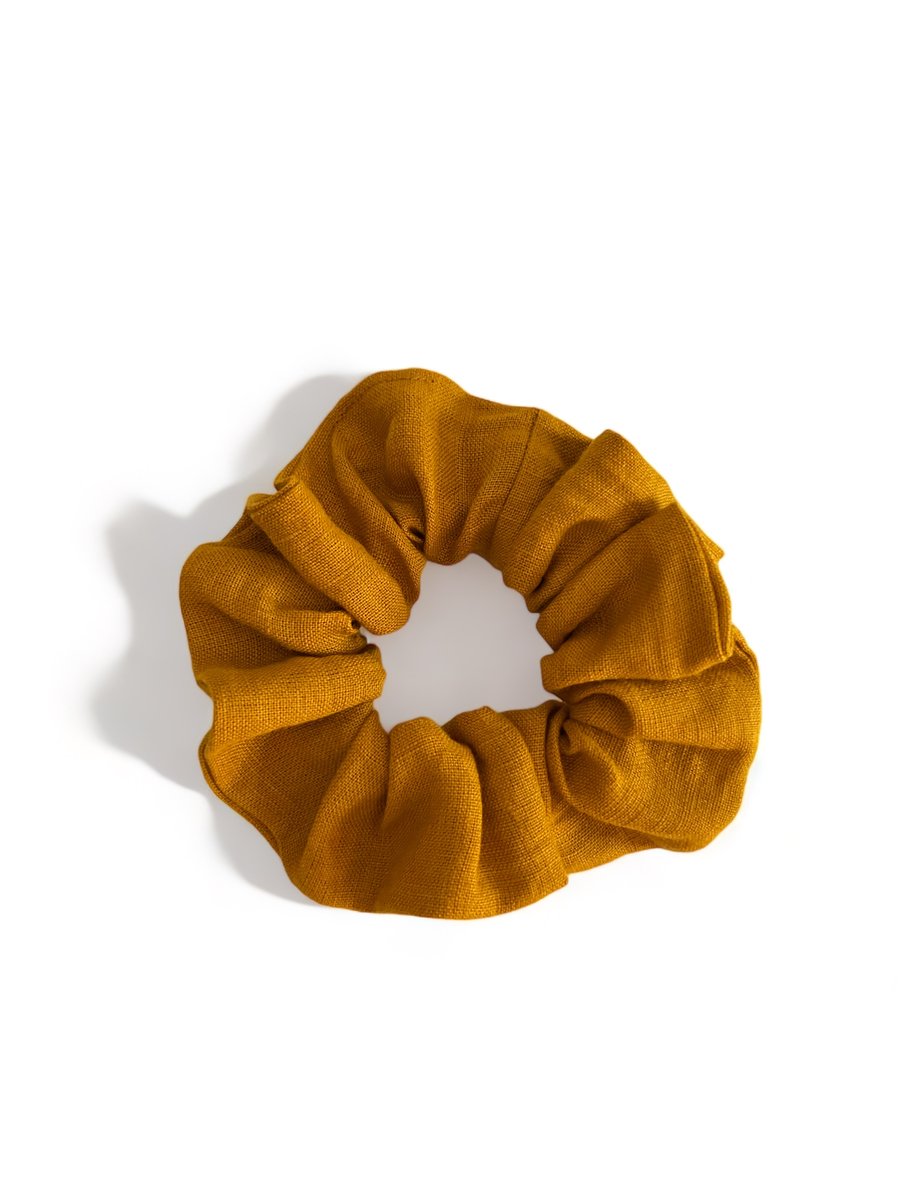 Mustard 100% Linen Scrunchie - XL