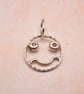 Sterling Silver Smiley Face Pendant with Garnet Handmade