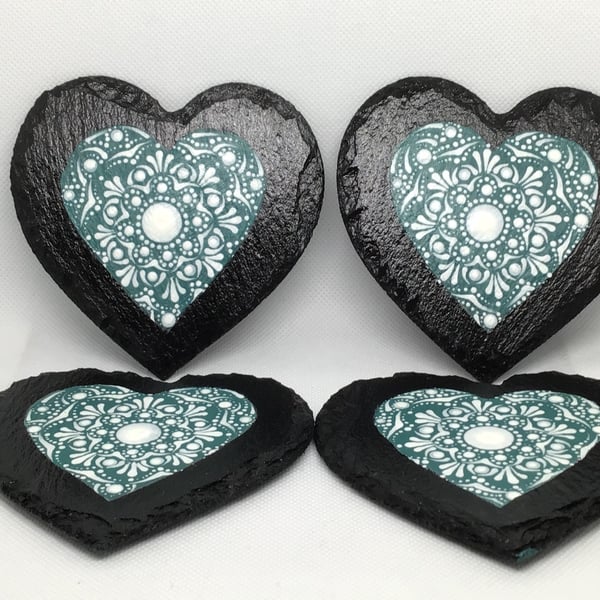 Heart shaped slate coasters